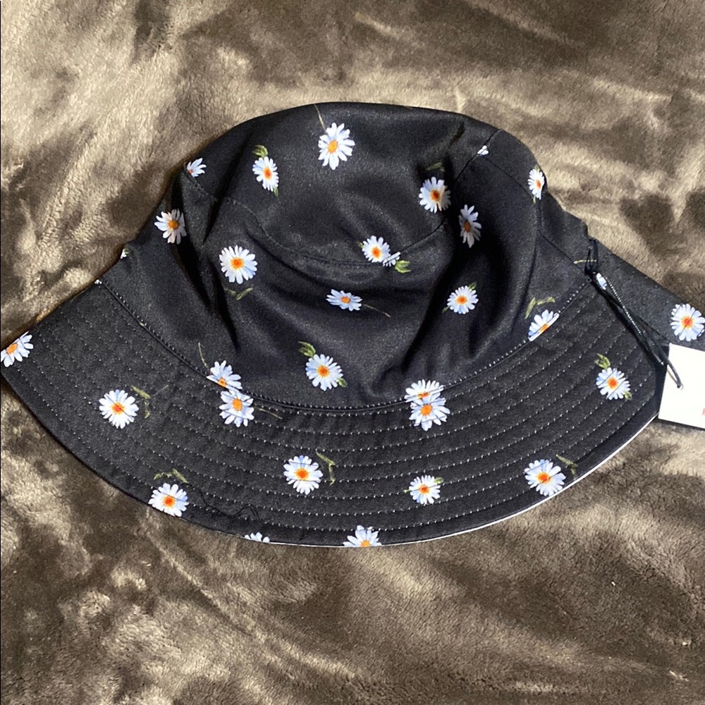 Floral Black Bucket Hat